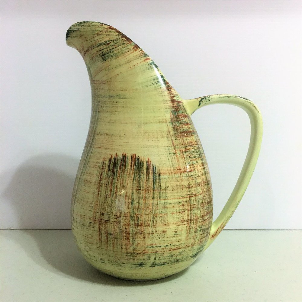 Vintage Vernon Ware Raffia Large Pitcher California Pottery 11"